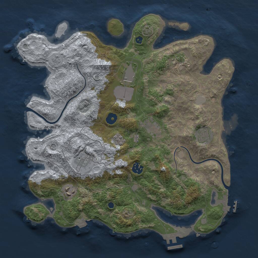 Rust Map: Procedural Map, Size: 3500, Seed: 1094106718, 14 Monuments