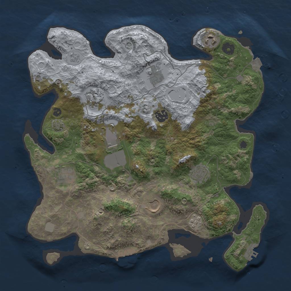 Rust Map: Procedural Map, Size: 3500, Seed: 1276427600, 17 Monuments