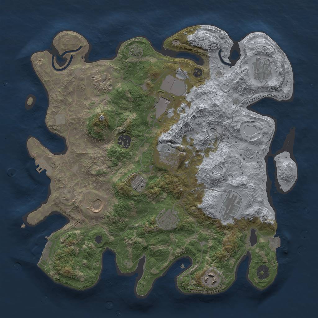 Rust Map: Procedural Map, Size: 3500, Seed: 1691802947, 18 Monuments