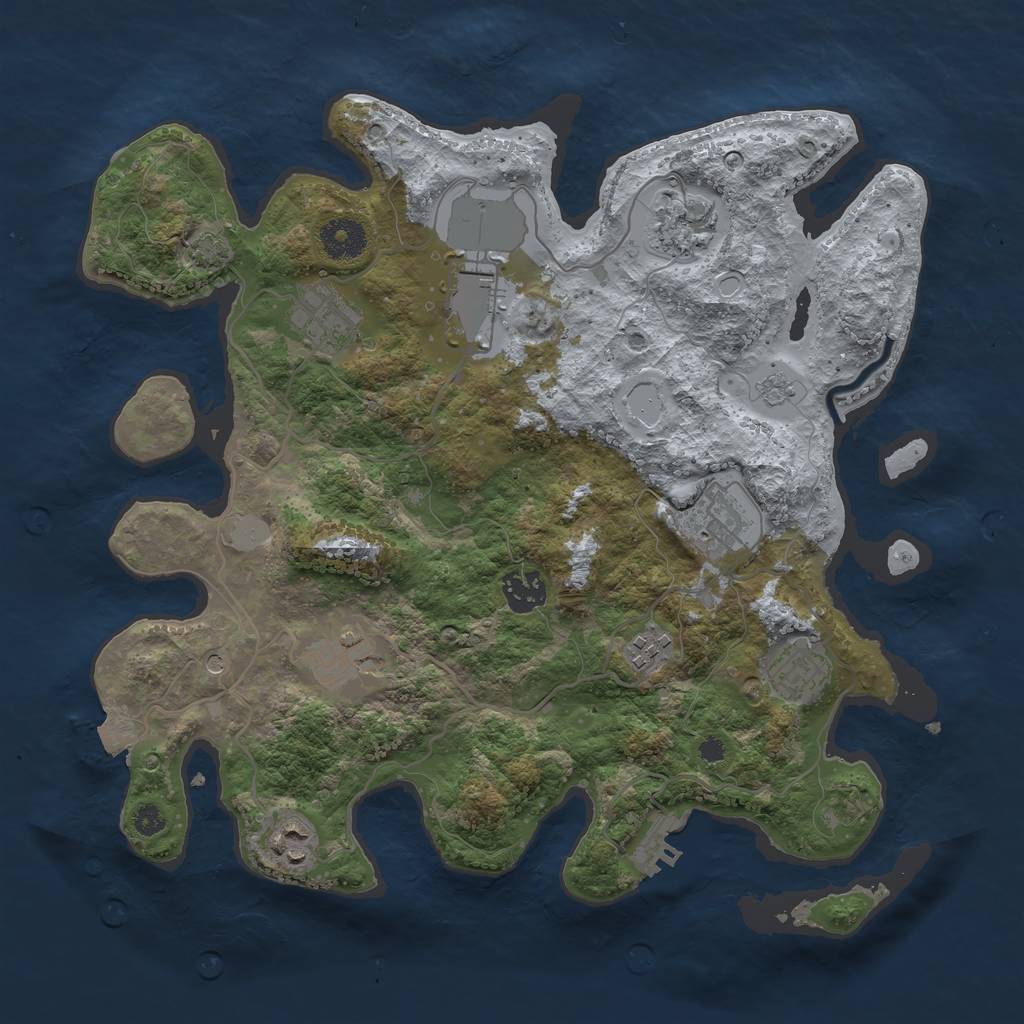 Rust Map: Procedural Map, Size: 3500, Seed: 101215219, 16 Monuments