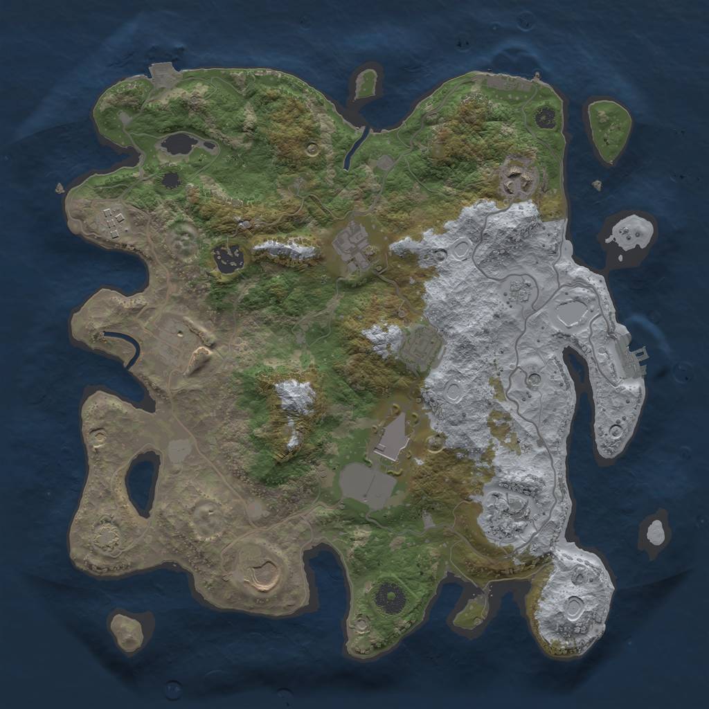 Rust Map: Procedural Map, Size: 3500, Seed: 1594206353, 17 Monuments