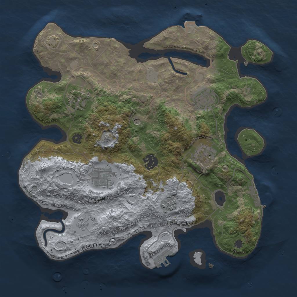 Rust Map: Procedural Map, Size: 3000, Seed: 54663, 14 Monuments