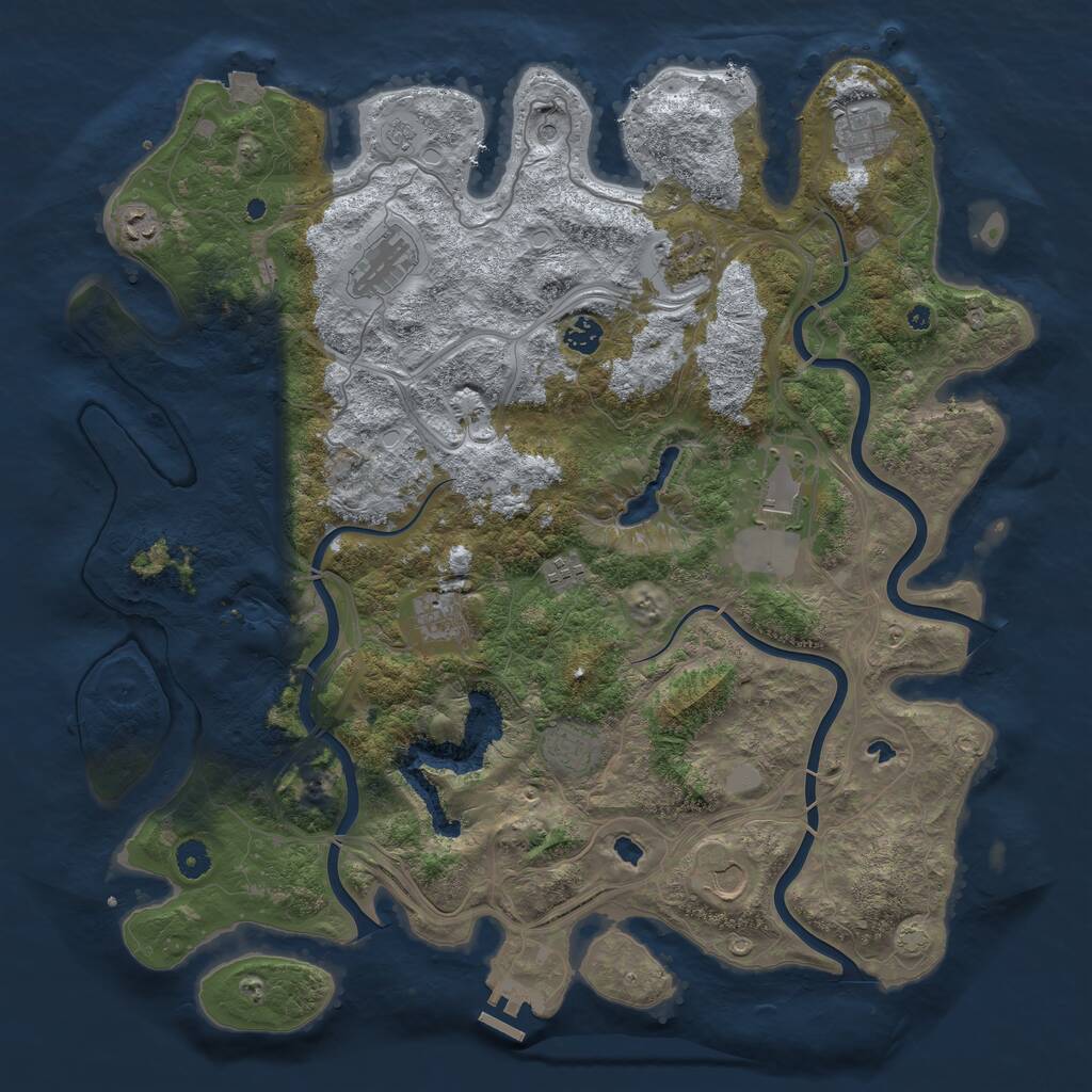 Rust Map: Procedural Map, Size: 4500, Seed: 1688998501, 15 Monuments