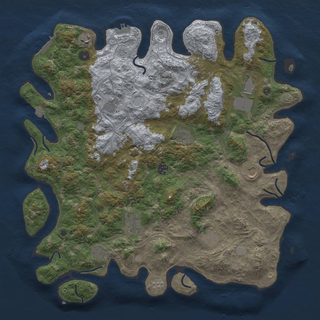 Rust Map: Procedural Map, Size: 4500, Seed: 1688998501, 19 Monuments