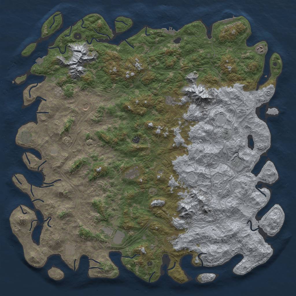 Rust Map: Procedural Map, Size: 6000, Seed: 573762428, 19 Monuments