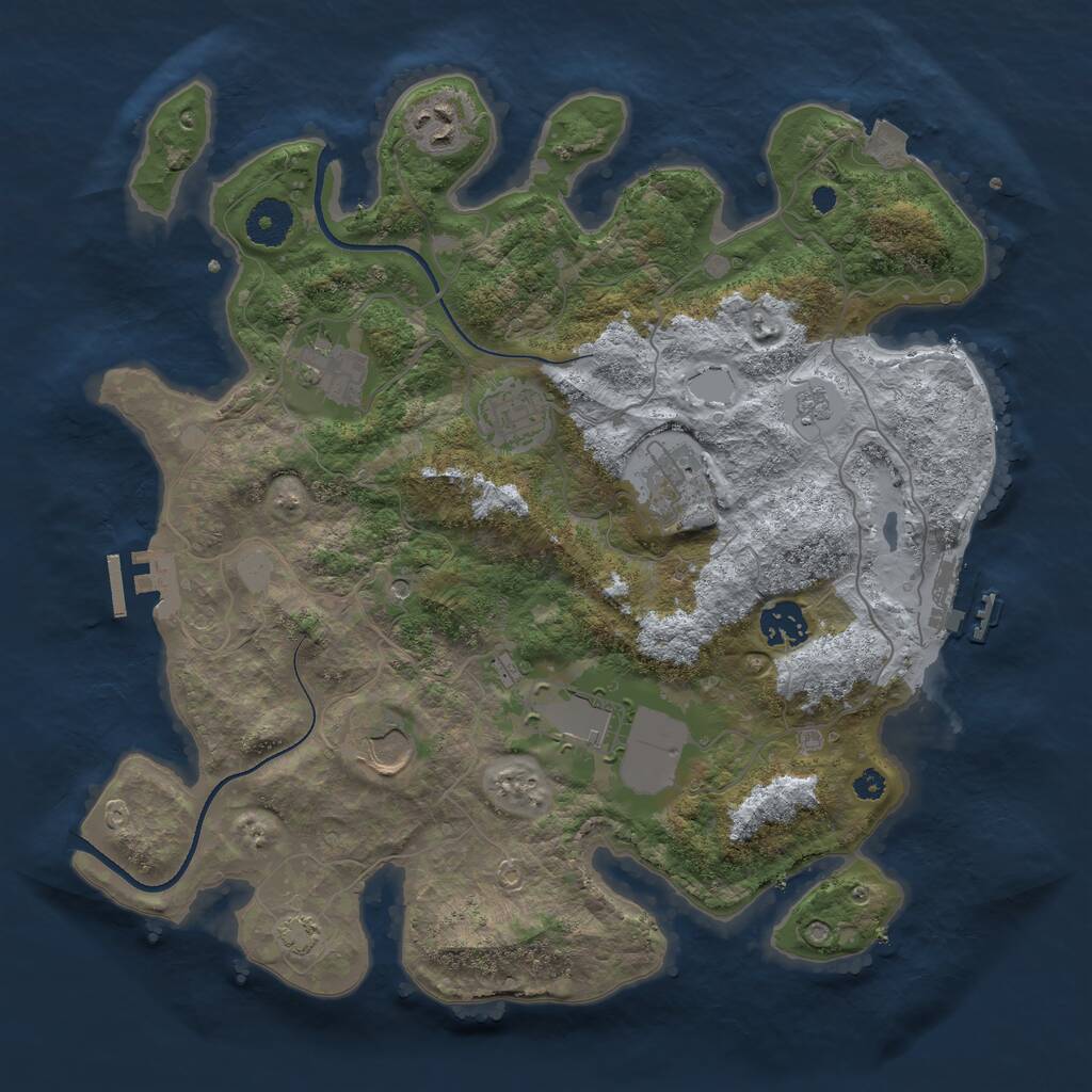 Rust Map: Procedural Map, Size: 3500, Seed: 1405719827, 13 Monuments