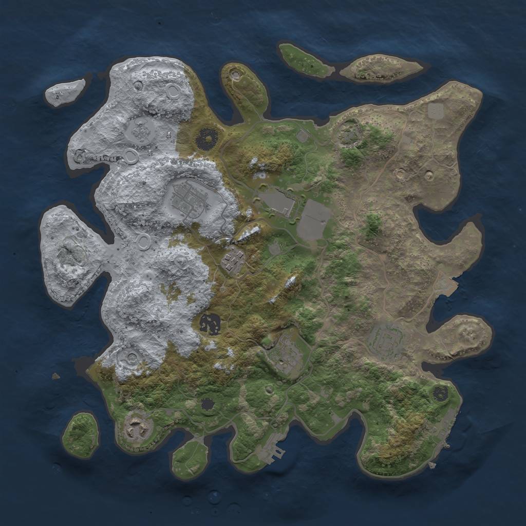 Rust Map: Procedural Map, Size: 3500, Seed: 1501901134, 15 Monuments