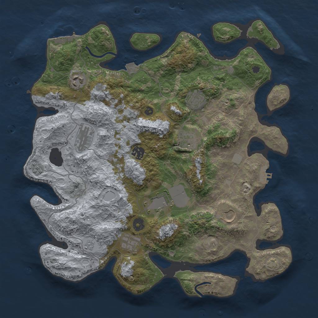 Rust Map: Procedural Map, Size: 3750, Seed: 4070827, 17 Monuments