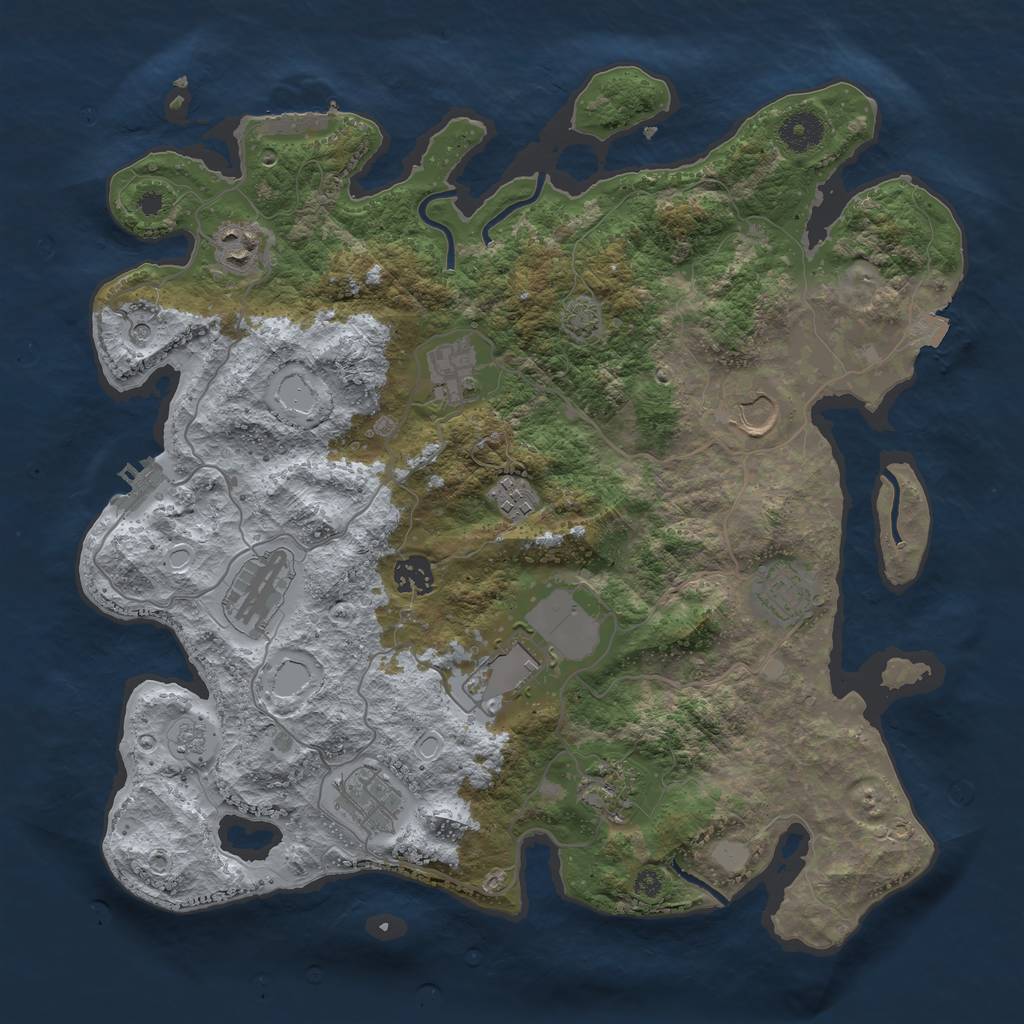 Rust Map: Procedural Map, Size: 3750, Seed: 638380, 18 Monuments