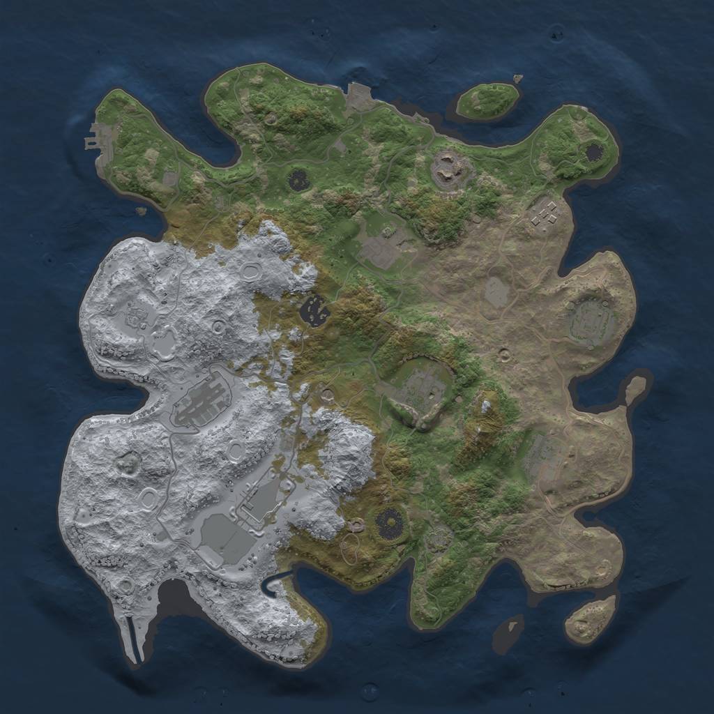 Rust Map: Procedural Map, Size: 3600, Seed: 656654004, 16 Monuments