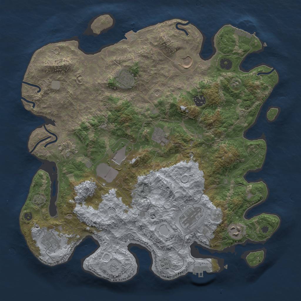 Rust Map: Procedural Map, Size: 3750, Seed: 771961, 18 Monuments