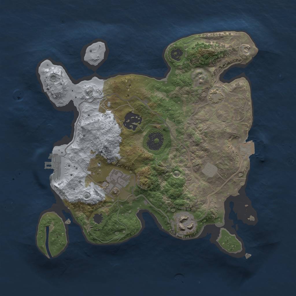 Rust Map: Procedural Map, Size: 2500, Seed: 571768420, 8 Monuments