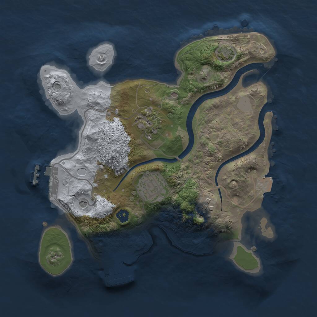 Rust Map: Procedural Map, Size: 2500, Seed: 571768420, 8 Monuments