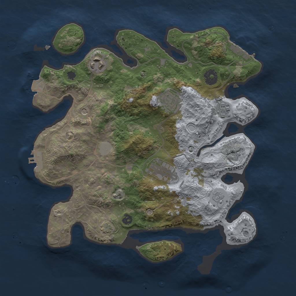 Rust Map: Procedural Map, Size: 3000, Seed: 18980, 12 Monuments