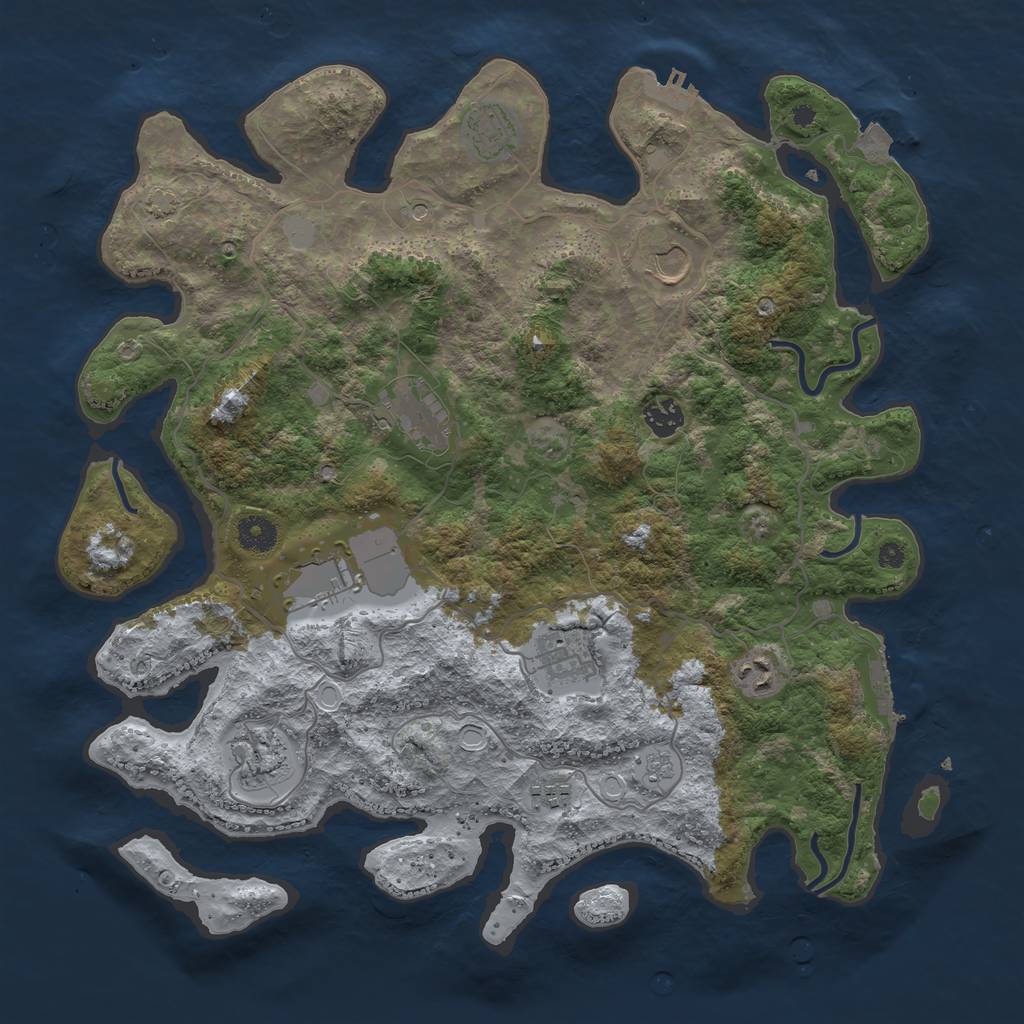 Rust Map: Procedural Map, Size: 4000, Seed: 371121595, 17 Monuments