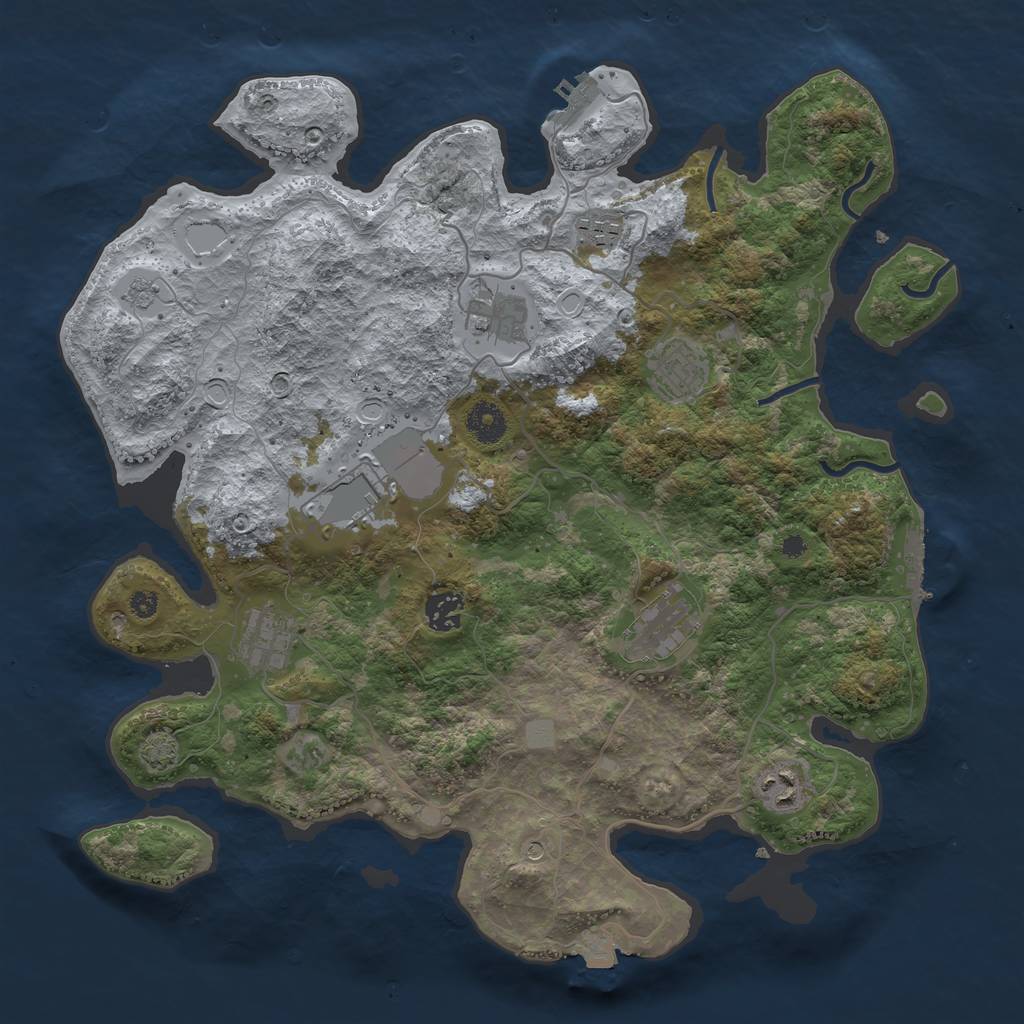 Rust Map: Procedural Map, Size: 3800, Seed: 35336168, 16 Monuments