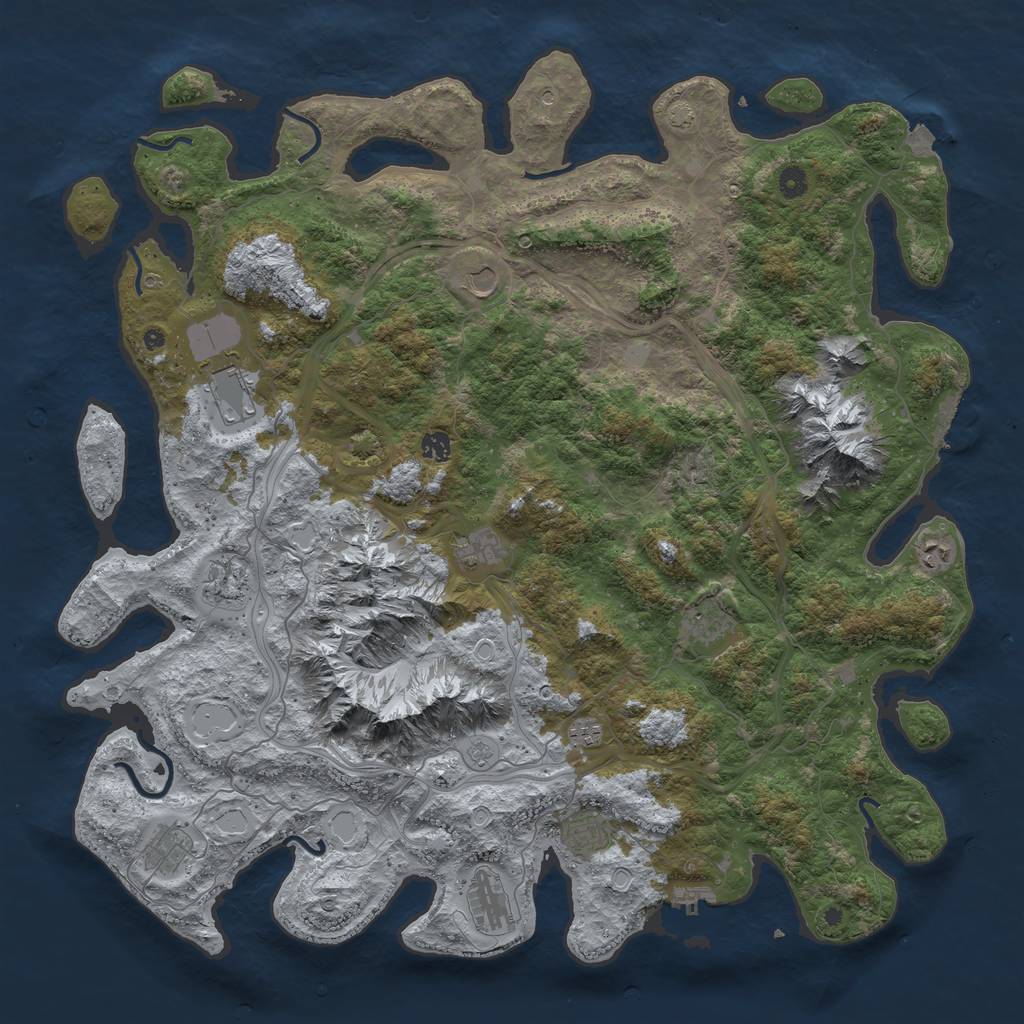 Rust Map: Procedural Map, Size: 5000, Seed: 9999, 19 Monuments