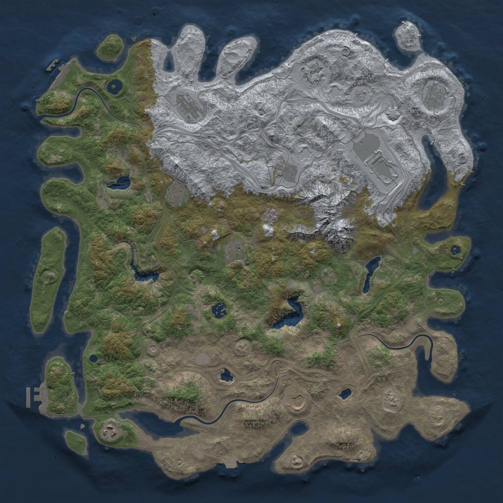 Rust Map: Procedural Map, Size: 5000, Seed: 1248125541, 17 Monuments