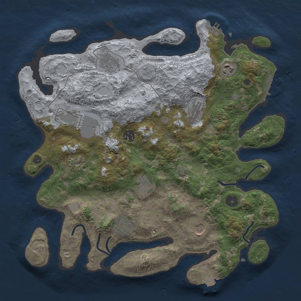 Rust Map: Procedural Map, Size: 3750, Seed: 538734439, 17 Monuments