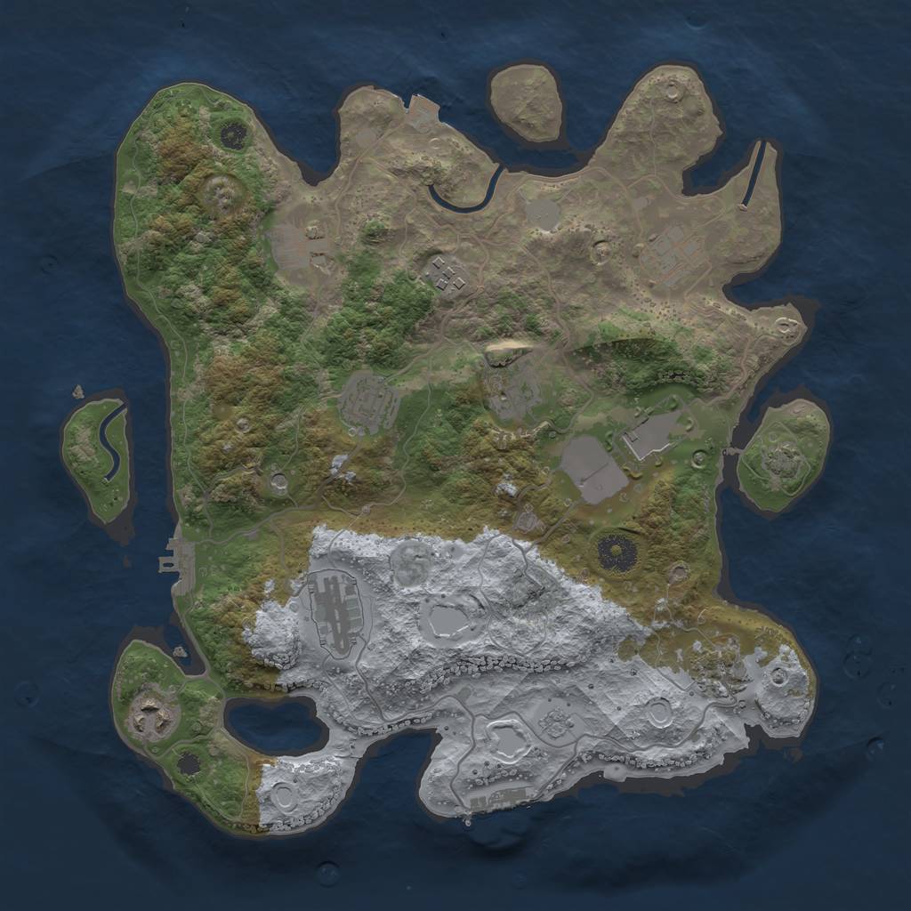 Rust Map: Procedural Map, Size: 3500, Seed: 1532514490, 17 Monuments