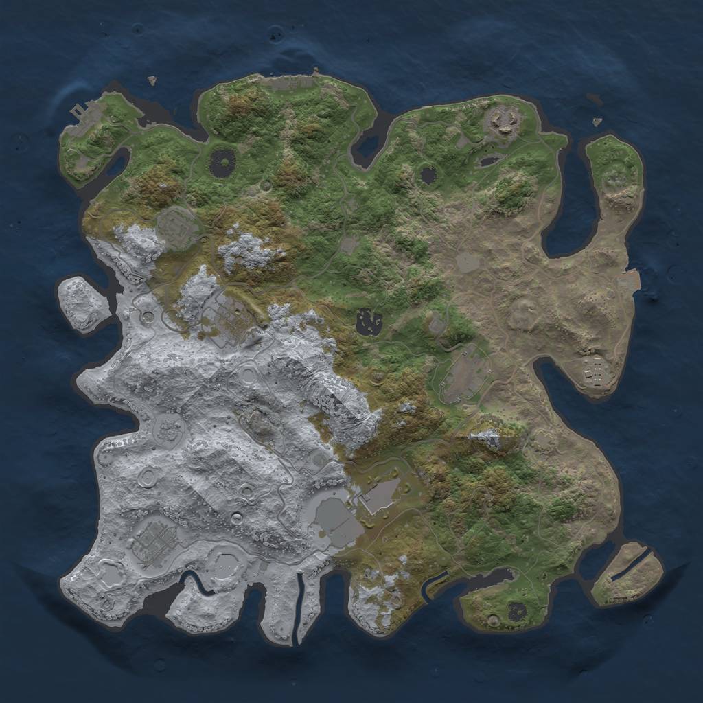 Rust Map: Procedural Map, Size: 3750, Seed: 1824743386, 16 Monuments
