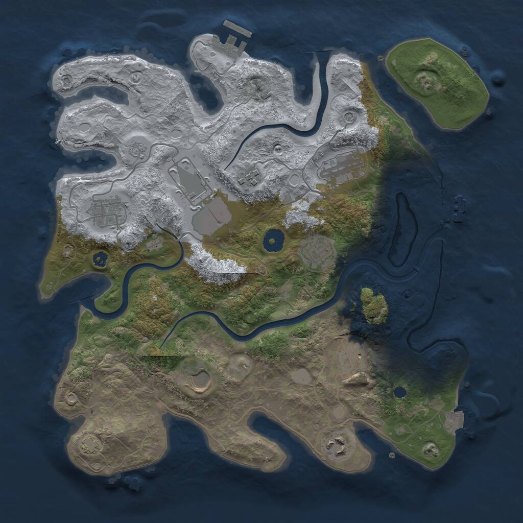 Rust Map: Procedural Map, Size: 3500, Seed: 1306374187, 14 Monuments