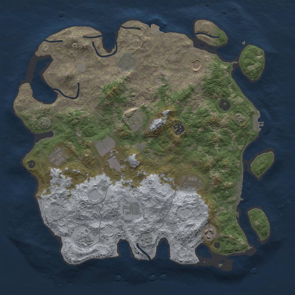Rust Map: Procedural Map, Size: 3950, Seed: 66053585, 19 Monuments