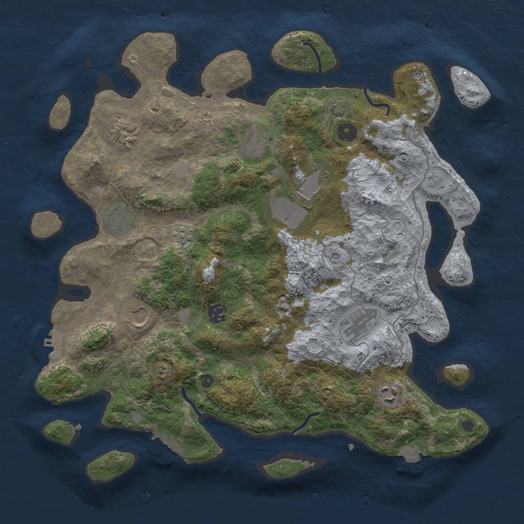 Rust Map: Procedural Map, Size: 4000, Seed: 1907215353, 17 Monuments