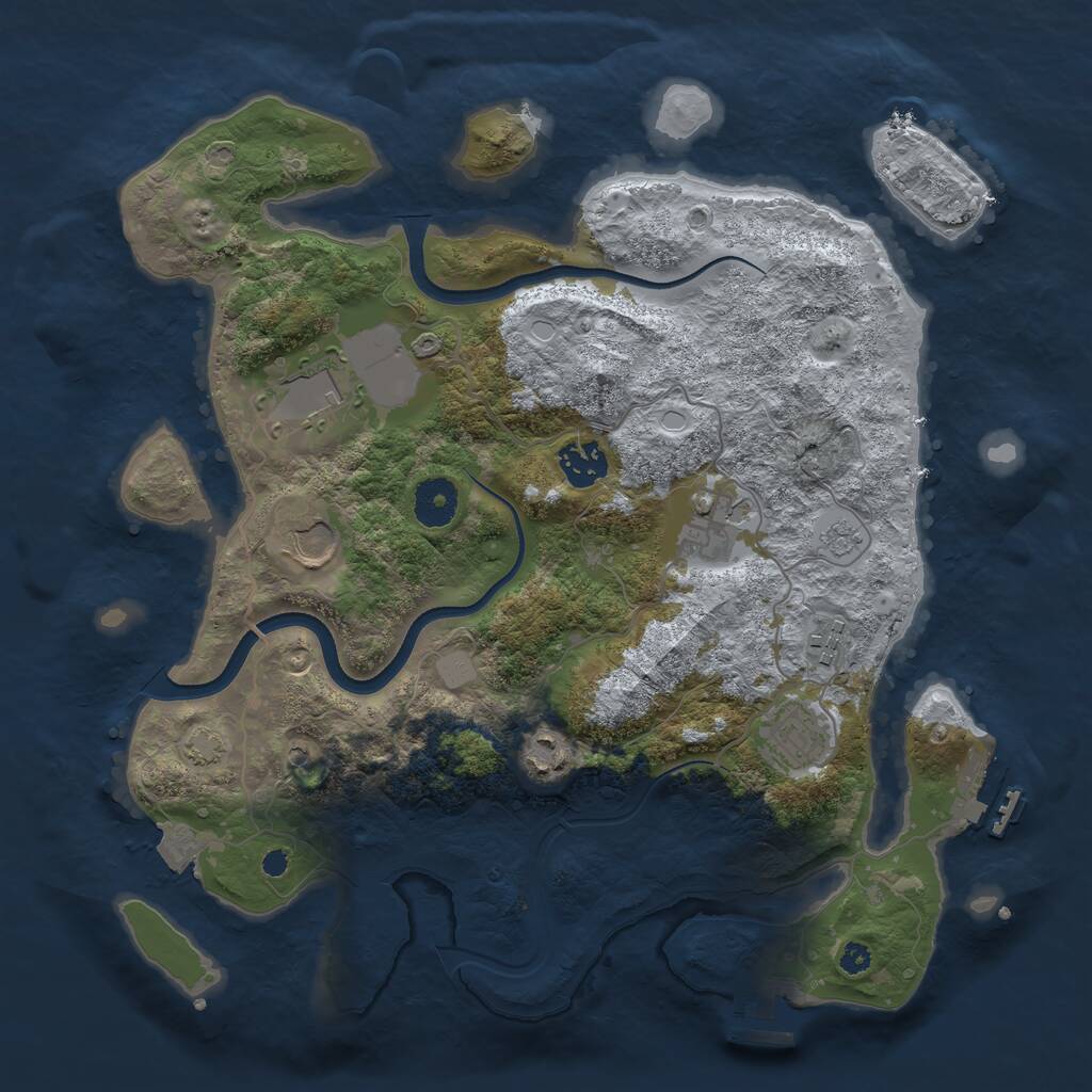 Rust Map: Procedural Map, Size: 3500, Seed: 681158894, 13 Monuments