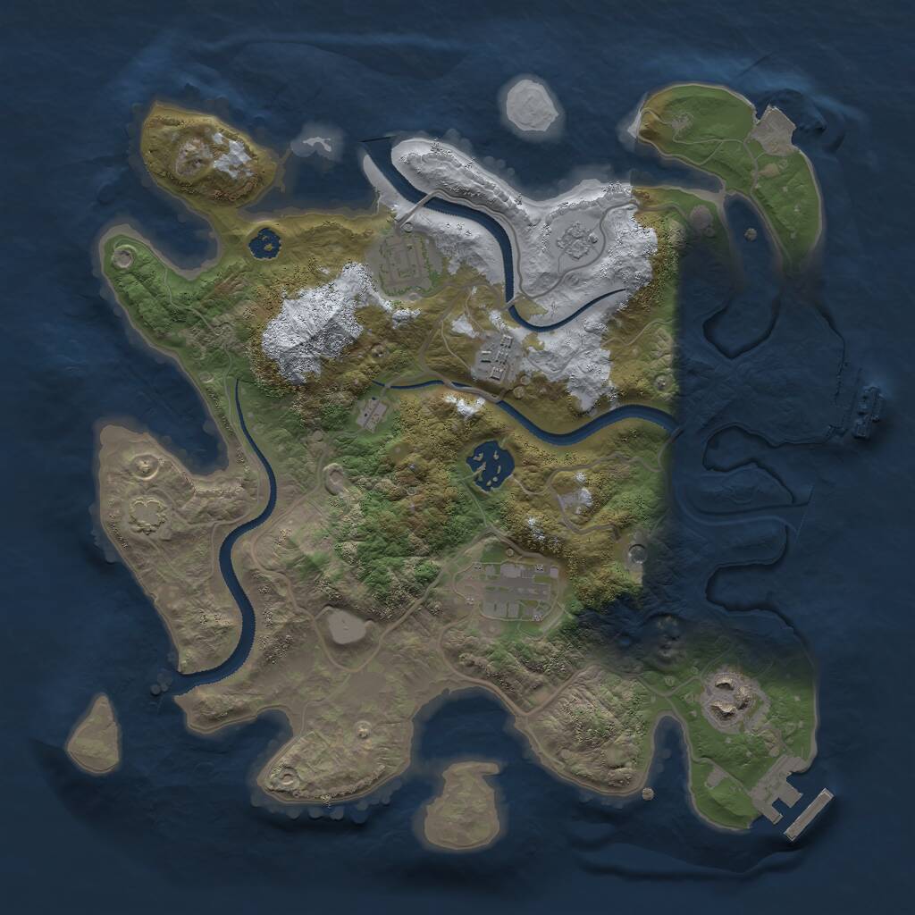 Rust Map: Procedural Map, Size: 3000, Seed: 522483928, 11 Monuments