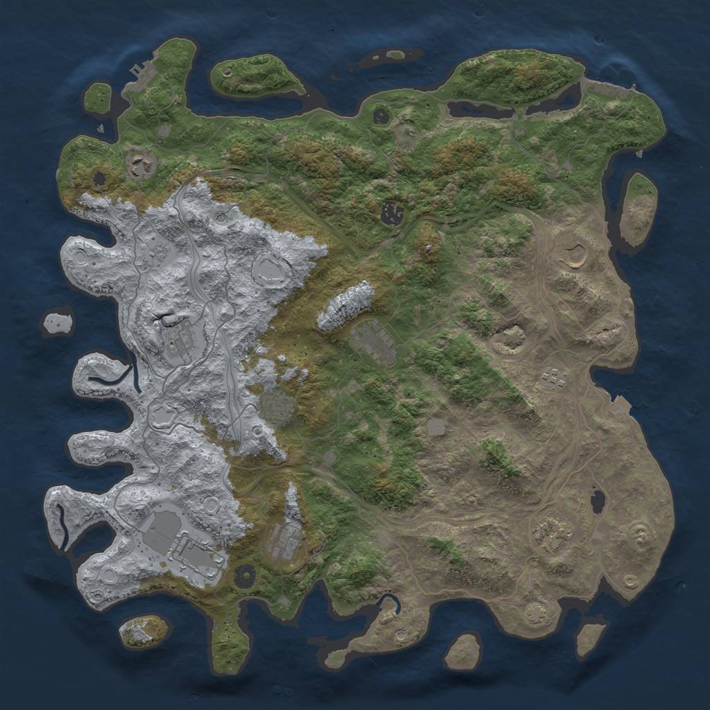 Rust Map: Procedural Map, Size: 4500, Seed: 1215032451, 18 Monuments