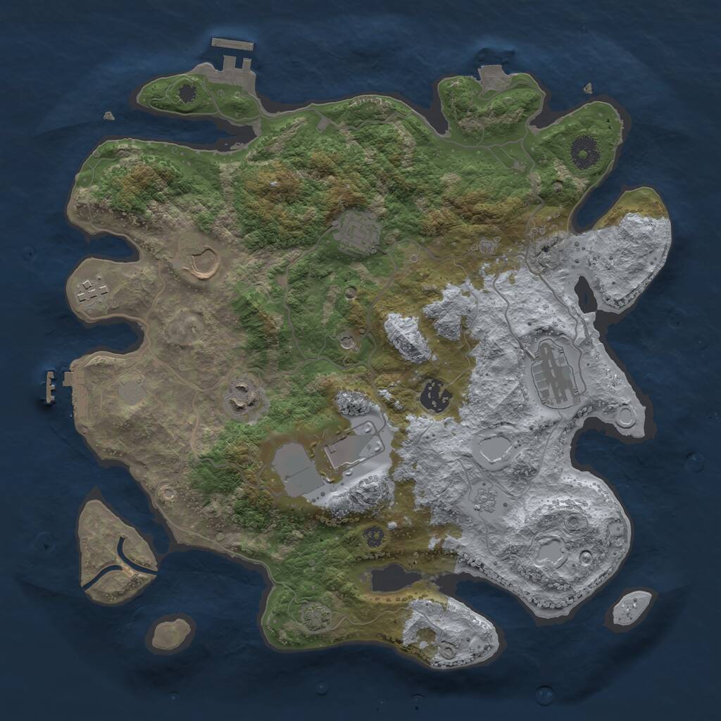 Rust Map: Procedural Map, Size: 3500, Seed: 2071822143, 13 Monuments