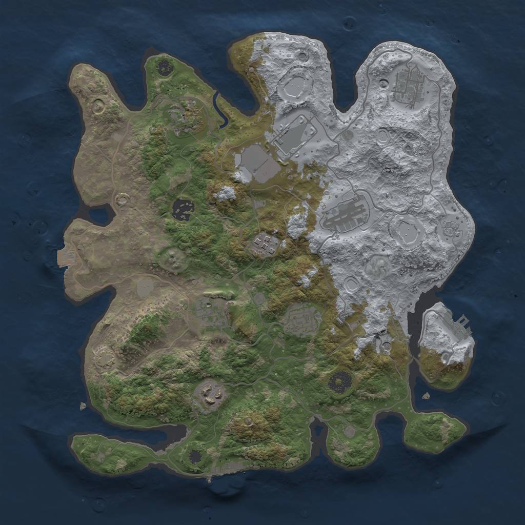 Rust Map: Procedural Map, Size: 3500, Seed: 625312424, 17 Monuments