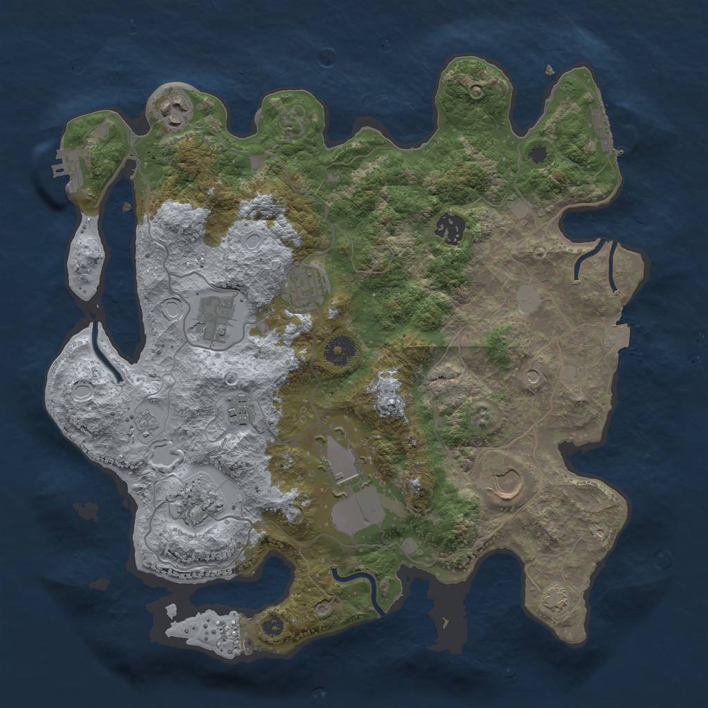 Rust Map: Procedural Map, Size: 3500, Seed: 1404758915, 16 Monuments