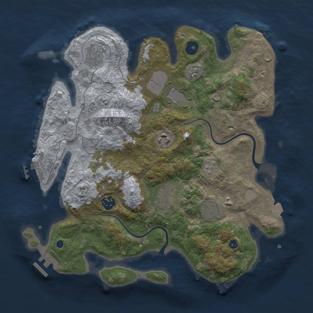 Rust Map: Procedural Map, Size: 3500, Seed: 990279, 13 Monuments
