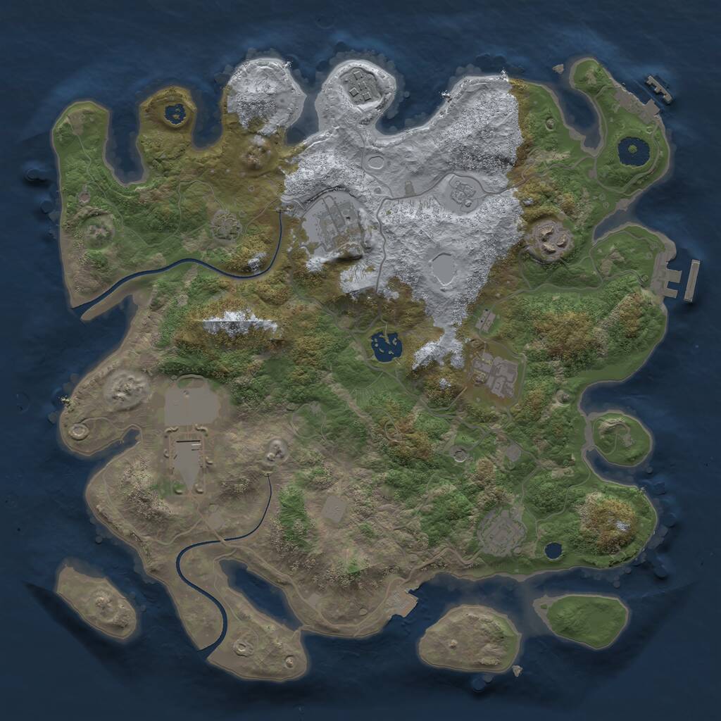 Rust Map: Procedural Map, Size: 3500, Seed: 1966041988, 13 Monuments