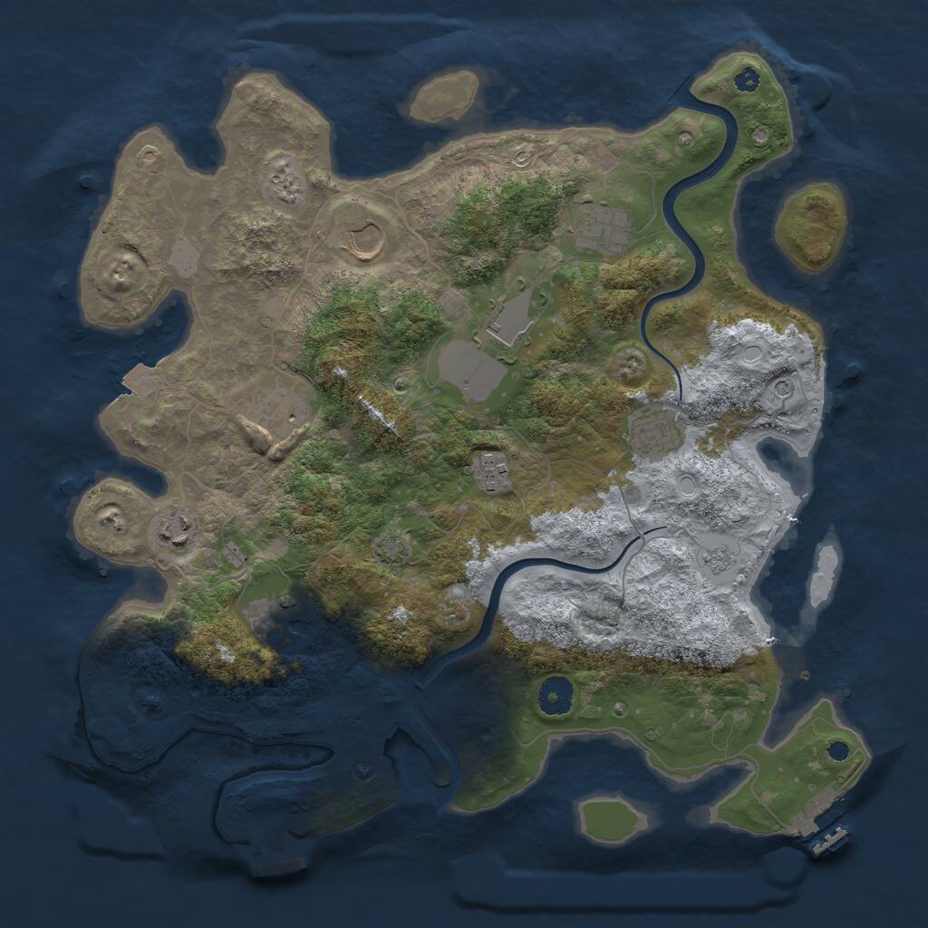 Rust Map: Procedural Map, Size: 3750, Seed: 20349086, 14 Monuments