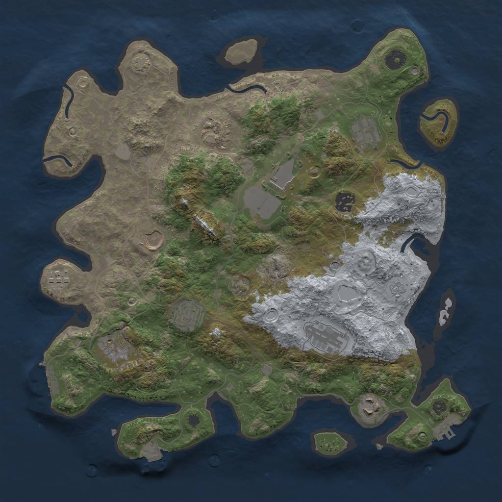 Rust Map: Procedural Map, Size: 3750, Seed: 20349086, 18 Monuments