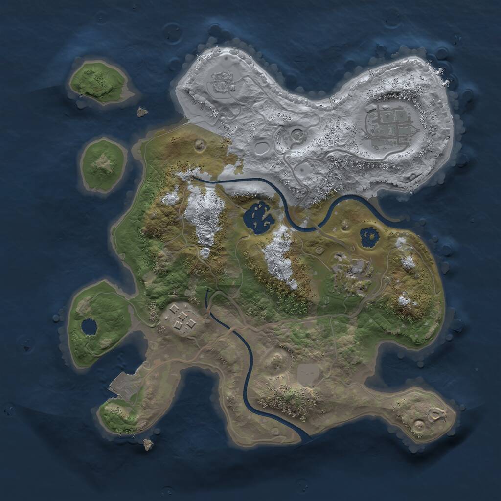 Rust Map: Procedural Map, Size: 2500, Seed: 1863631326, 7 Monuments