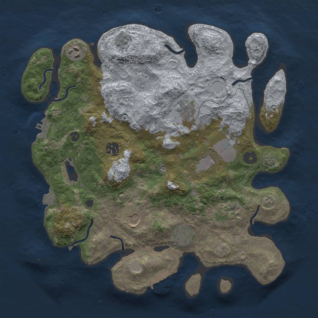 Rust Map: Procedural Map, Size: 3500, Seed: 998090, 16 Monuments