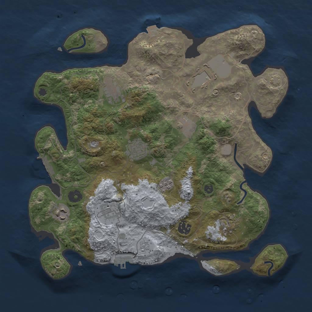 Rust Map: Procedural Map, Size: 3500, Seed: 91517628, 17 Monuments