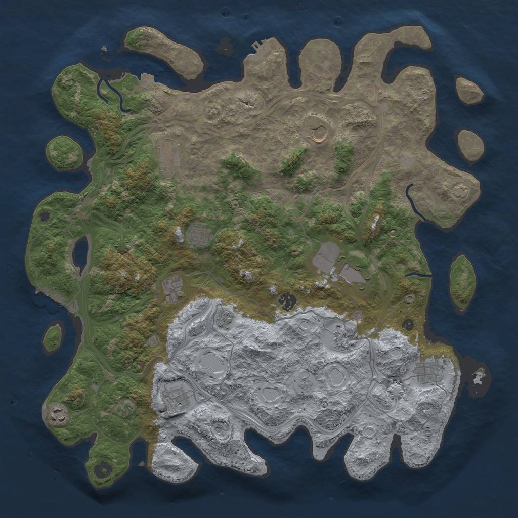 Rust Map: Procedural Map, Size: 4500, Seed: 323637452, 19 Monuments