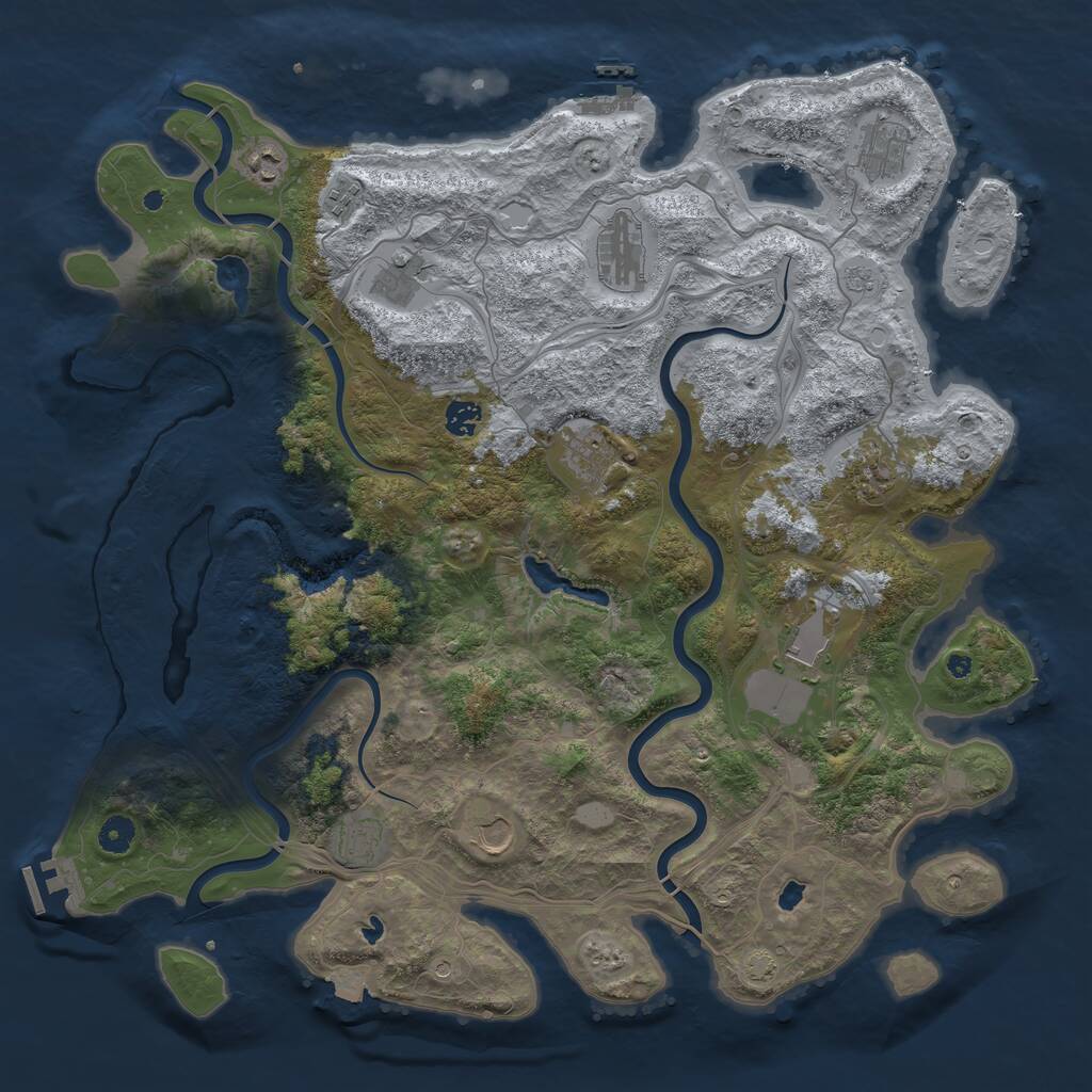 Rust Map: Procedural Map, Size: 4500, Seed: 1183334255, 17 Monuments