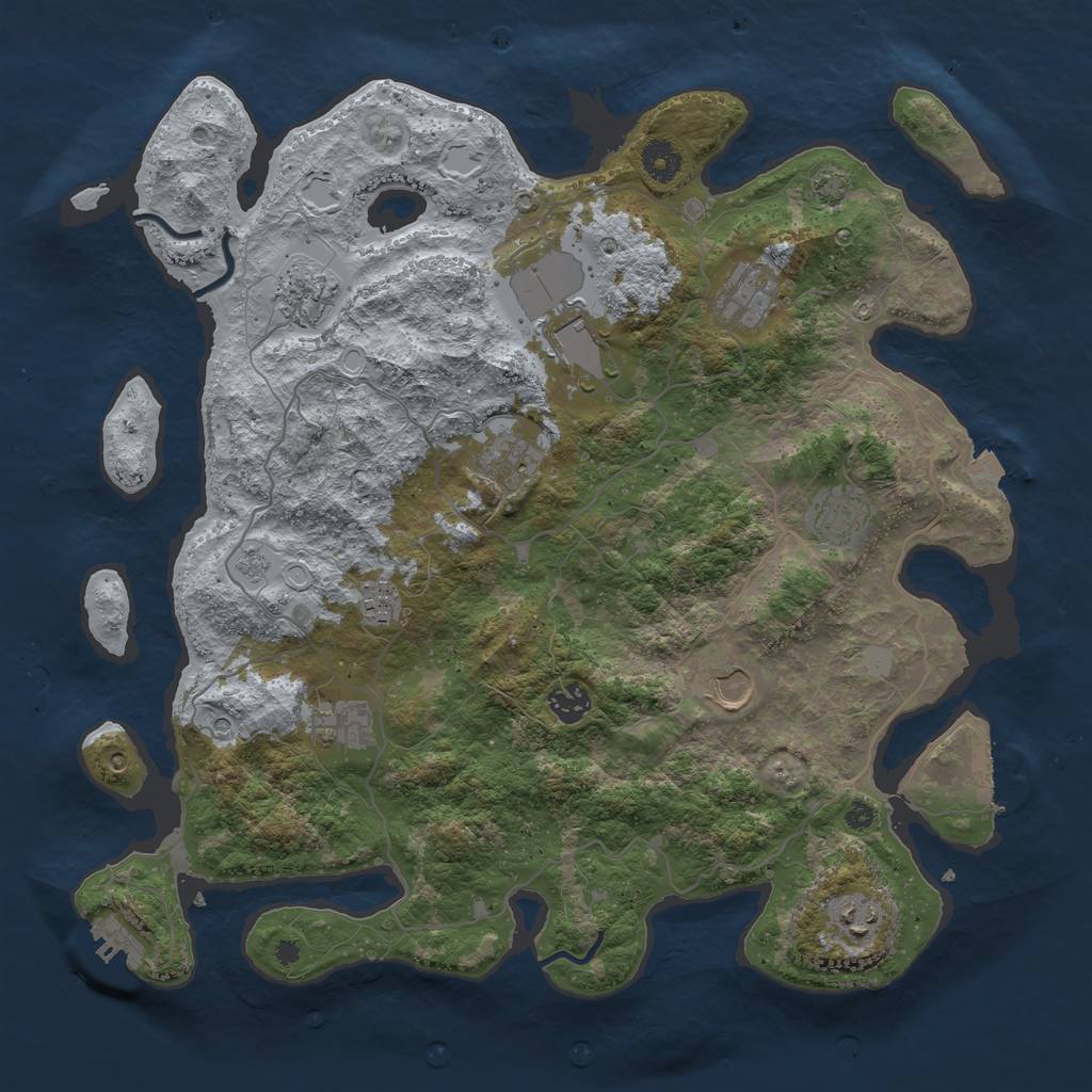 Rust Map: Procedural Map, Size: 4000, Seed: 1537270664, 18 Monuments