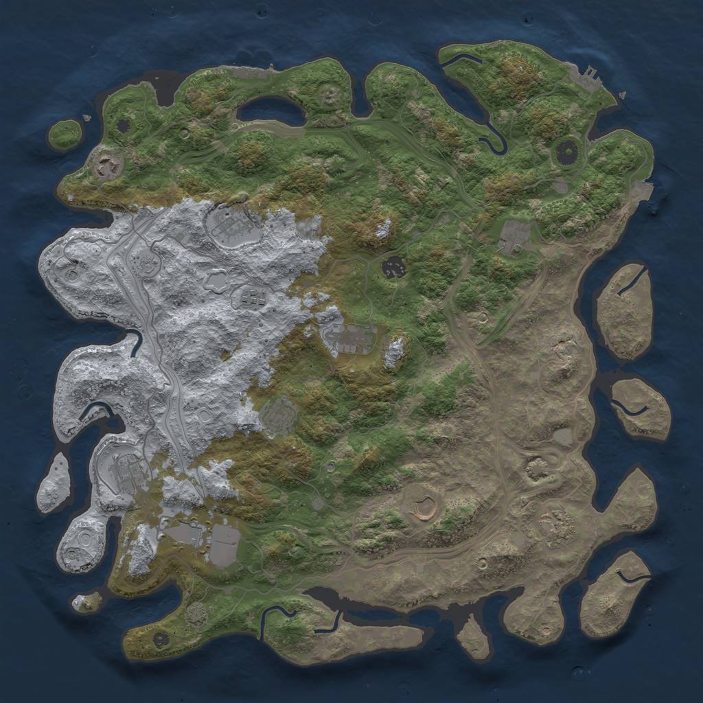 Rust Map: Procedural Map, Size: 4500, Seed: 2117027890, 19 Monuments