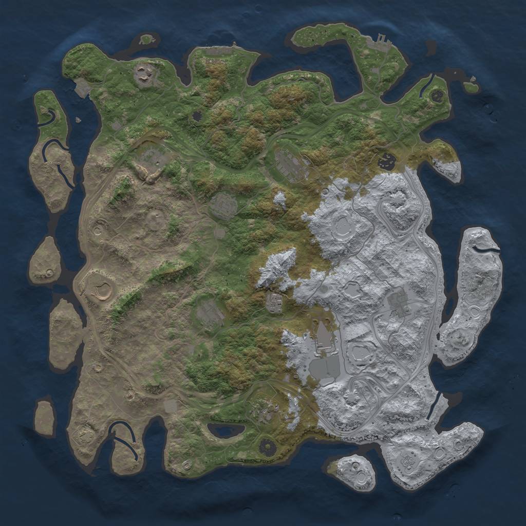 Rust Map: Procedural Map, Size: 4500, Seed: 49018936, 19 Monuments