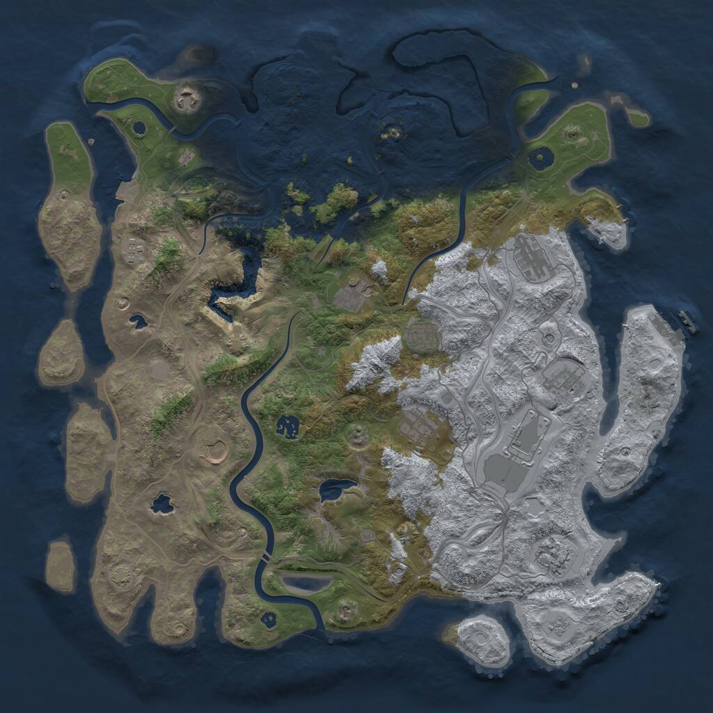 Rust Map: Procedural Map, Size: 4500, Seed: 49018936, 17 Monuments