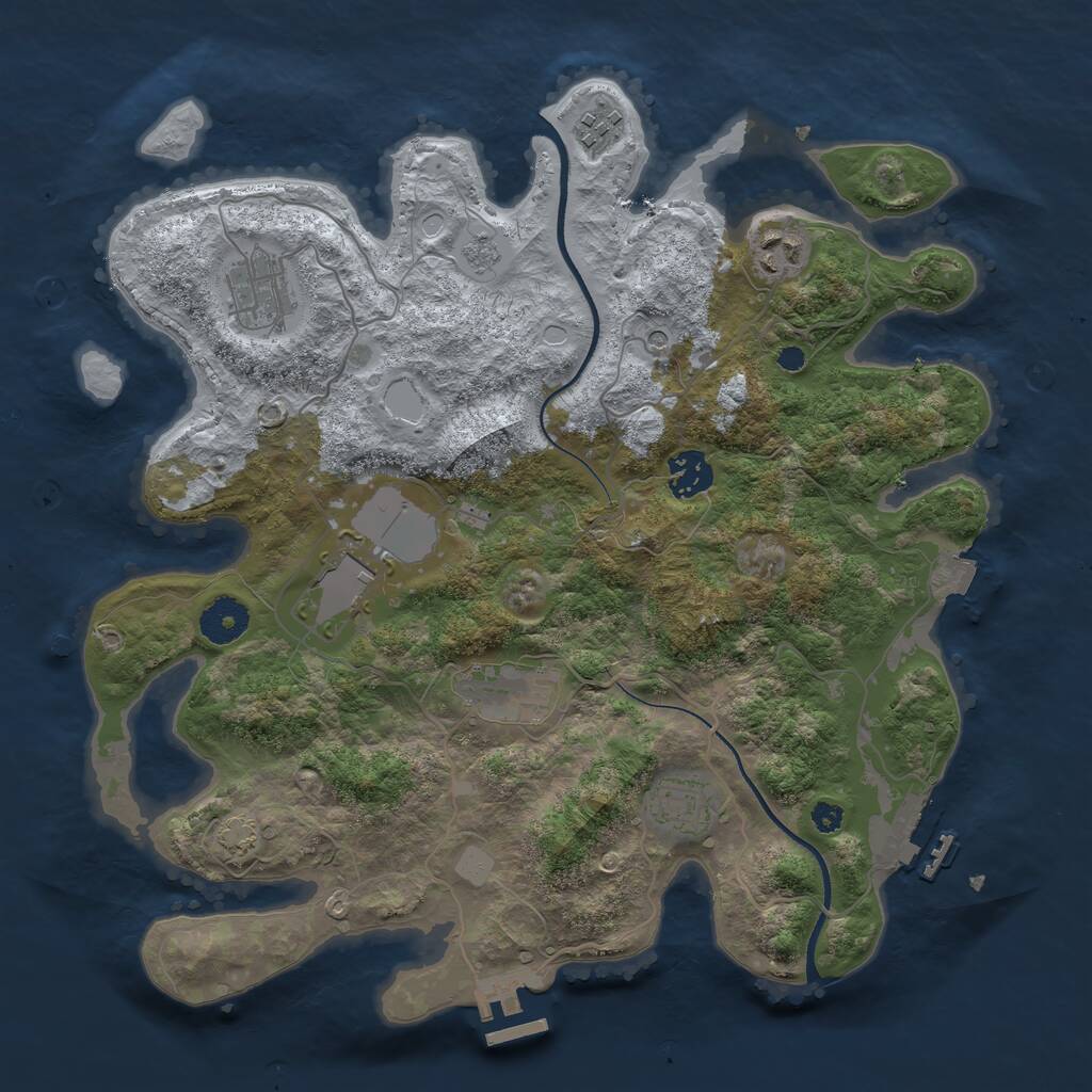 Rust Map: Procedural Map, Size: 3500, Seed: 979887091, 13 Monuments