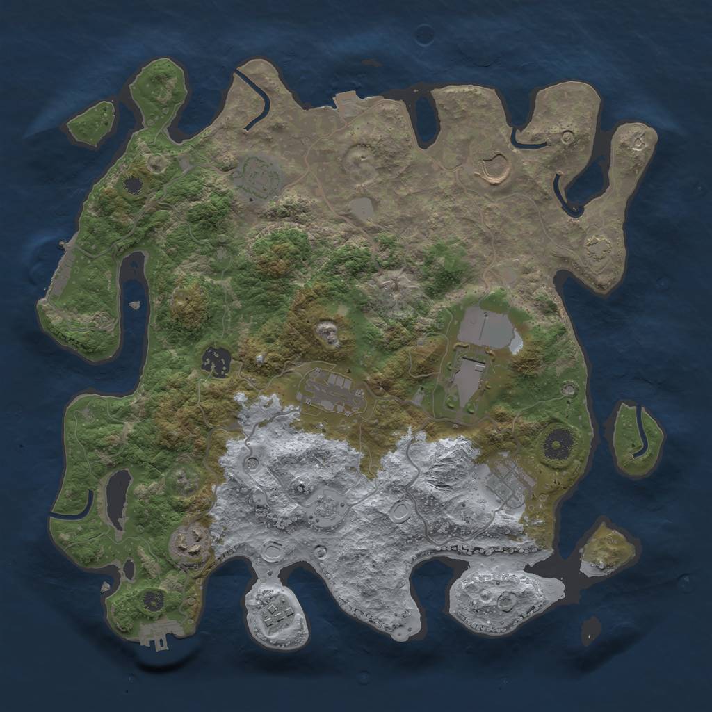 Rust Map: Procedural Map, Size: 3500, Seed: 731330929, 16 Monuments