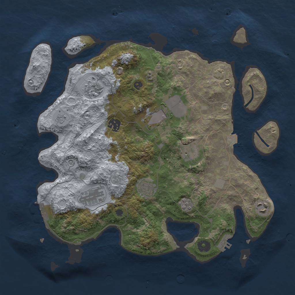 Rust Map: Procedural Map, Size: 3500, Seed: 1136145280, 16 Monuments